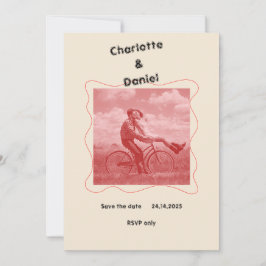 Red and Cream Moderne Minimalistisch Fun Retro Hoc Einladung