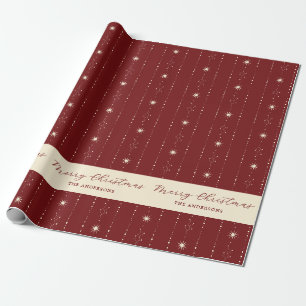 Red and Cream Stars frohe Weihnachten Geschenkpapier