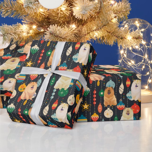 Red and Creme Chow dogs Wrapping Paper Geschenkpapier (Feiertage)
