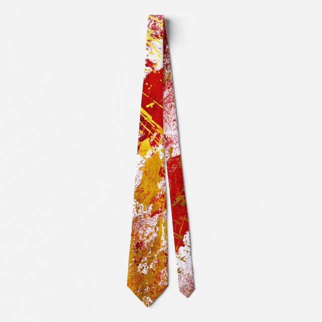 Red and Gold Abstract Strokes Krawatte (Vorderseite)