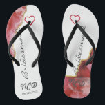 Red and Gold Agate Bridesmaid Fvor Monogram Flip Flops<br><div class="desc">Sie werden diesen roten Geograb mit weißen Kristallen mit goldenen Akzenten Liebe. Ideal für Ihre Hochzeitsfeiern!</div>