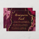 Red and Gold Agate Honeymoon Fund Begleitkarte<br><div class="desc">Diese elegante und glamouröse Honeymoon Fond-Kapselkarte besticht durch einen roten Marmorhintergrund mit goldenen Glitzer-Akzenten für Imitate. Der Text kombiniert handgeschriebene Skripte mit modernen serifenlosen Schriftart für ein elegantes und raffiniertes Aussehen. Dies ist perfekt für Herbst- und Winterhochzeiten.</div>