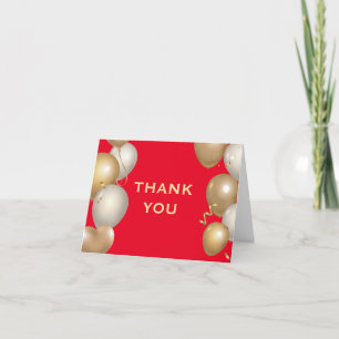 Red and Gold Balloons Confetti Dankeskarte