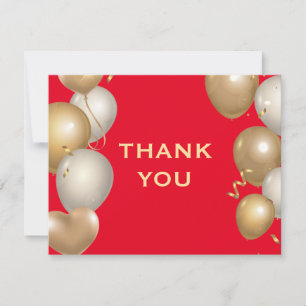 Red and Gold Balloons Confetti Dankeskarte