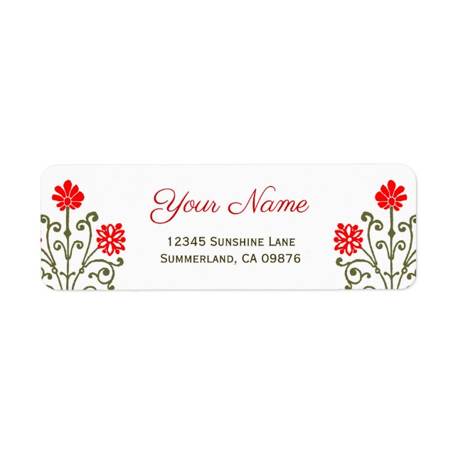 Red and Gold Baroque Etching Custom Address Label (Vorne)