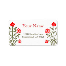 Red and Gold Baroque Etching Custom Address Label Adressaufkleber