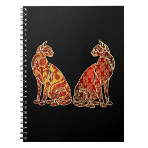 Red and Gold Cat Couple Notizblock