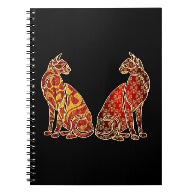 Red and Gold Cat Couple Notizblock (Vorderseite)