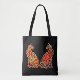 Red and Gold Cat Couple Tasche