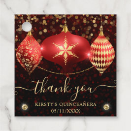 Red and Gold Christmas Baubles Quinceanera Geschenkanhänger