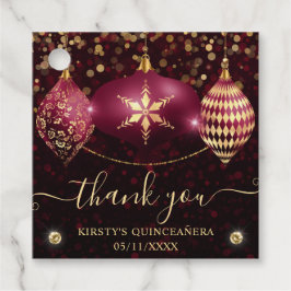 Red and Gold Christmas Baubles Quinceanera Geschenkanhänger