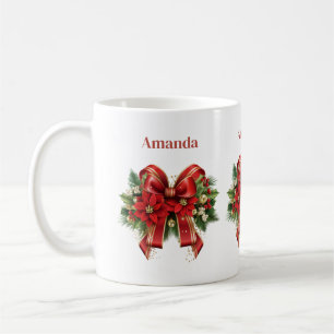 Red and Gold Christmas Bow Festival Kaffeetasse