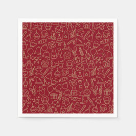 Red and Gold Christmas Pattern | Napkin Serviette