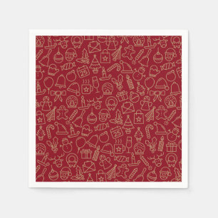 Red and Gold Christmas Pattern Napkin Serviette