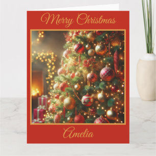 Red and Gold Christmas Tree Karte
