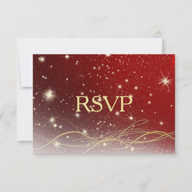 Red and Gold Christmas Wedding RSVP (Vorderseite)