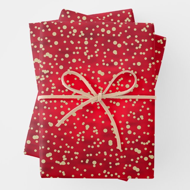 Red and Gold Confetti Weihnachtsmuster Geschenkpapier Set (Beispiel)