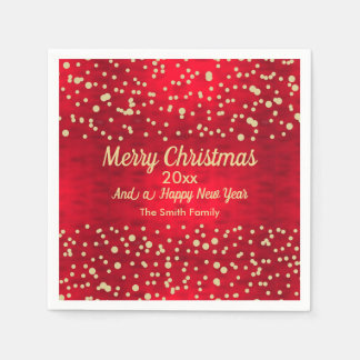 Red and Gold Confetti Weihnachtsmuster Serviette