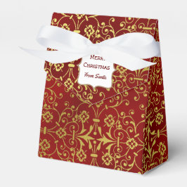 Red and Gold Damask Holiday Zelt Gefallen Geschenk Geschenkschachtel