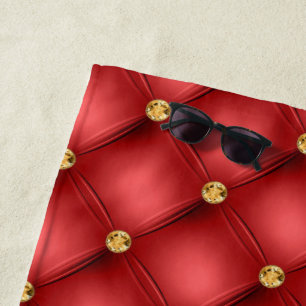 Red and Gold Diamond Tuflith Lederhandtuch Strandtuch