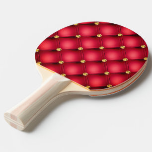 Red and Gold Diamond Tufting Pong Paddle Paddel Tischtennis Schläger