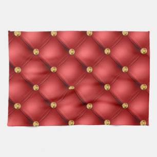 Red and Gold Diamond Tuftuchhandtuch Geschirrtuch