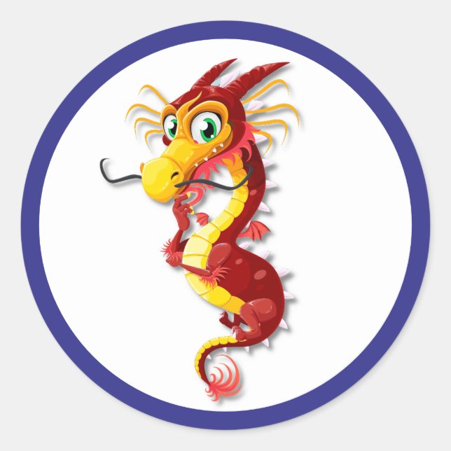 Red and Gold Dragon Runder Aufkleber (Vorderseite)