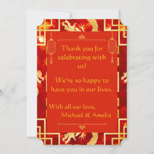 Red and Gold Dragon Wedding Dankeschön Card Dankeskarte