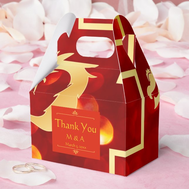Red and Gold Dragon Wedding Gable Favor Box Geschenkschachtel (Hochzeit)