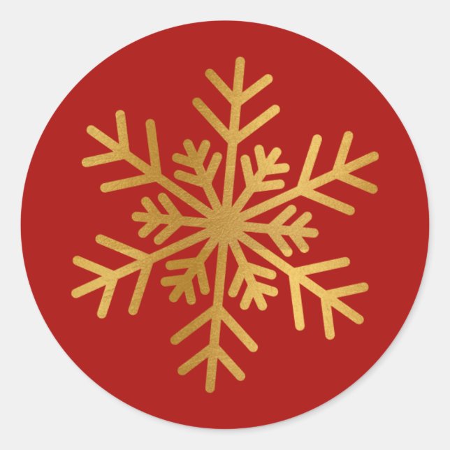 Red and Gold Foil Snowflake Luxury Holiday Sticker (Vorderseite)