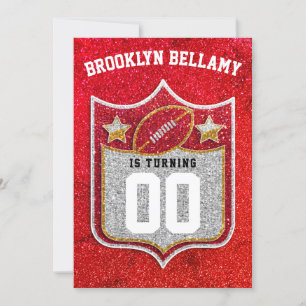 Red and Gold Football Team Colors Quarterback Einladung