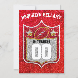 Red and Gold Football Team Colors Quarterback Einladung