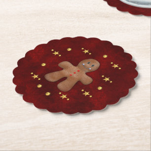 Red and Gold Gingerbrot Mann Niedlich Weihnachten Untersetzer