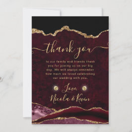 Red and Gold Glitzer Agate Wedding Dankeskarte