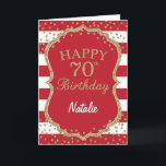 Red and Gold Glitzer Confetti 70. Geburtstagskarte Karte<br><div class="desc">Rot und Gold Glitzer Confetti 70. Geburtstagskarte mit personalisiertem Namen.Für weitere Anpassungen klicken Sie bitte auf die Schaltfläche "Anpassen" und verwenden Sie unser Designwerkzeug,  um diese Vorlage zu ändern.</div>