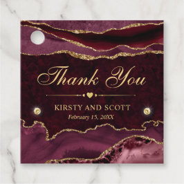 Red and Gold Glitzer Marble Agate Wedding Geschenkanhänger
