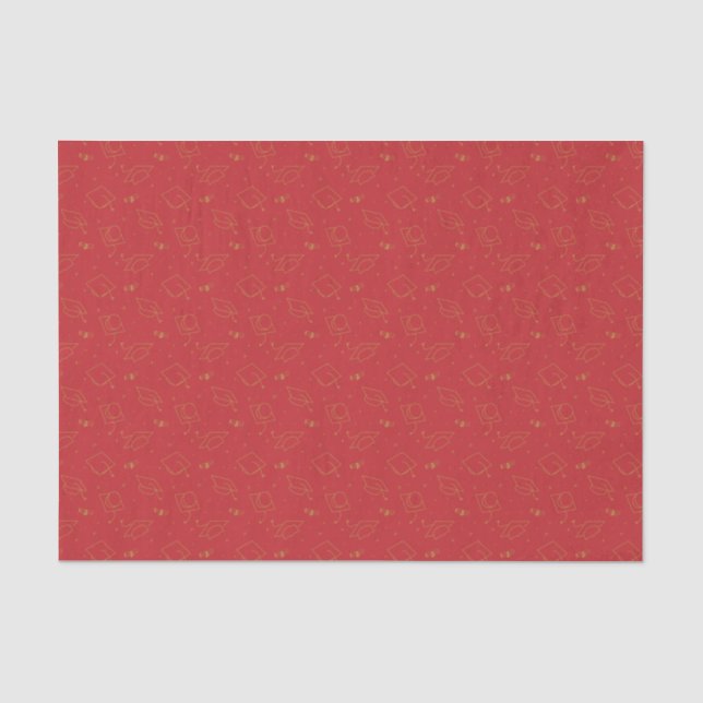 Red and Gold Graduation Cap Toss Seidenpapier (Vorderseite)