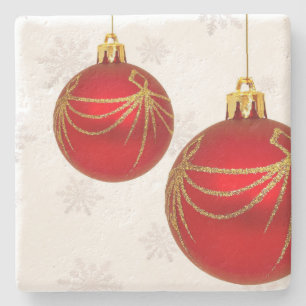 Red and Gold Hanging Weihnachtsschmuck Steinuntersetzer