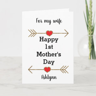 Red and Gold Happy 1st Mother's Day Card für Ehefr Karte