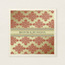 Red and Gold Indian Damask Wedkin Napkin