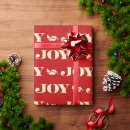 Red and Gold Joy Holly Christmas Wrapping Paper Geschenkpapier