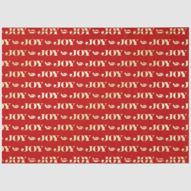 Red and Gold JOY Red Christmas Seidenpapier (Vorderseite)