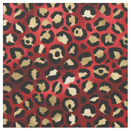 Red and Gold Leopard Print Stoff