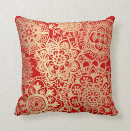 Red and Gold Mandala Muster Kissen