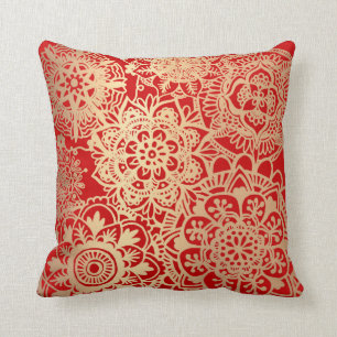 Red and Gold Mandala Muster Kissen