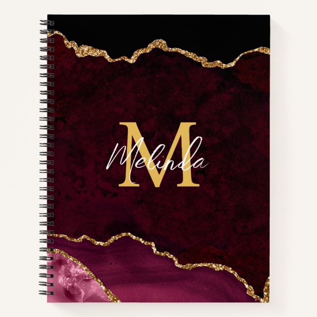 Red and Gold Marmor Agate Notizbuch (Vorderseite)