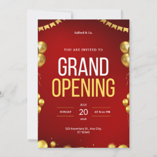 Red and Gold Modern Grand Invitation d'ouverture