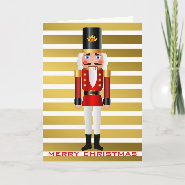 Red and Gold Nutcracker 2 Feiertagskarte (Vorderseite)