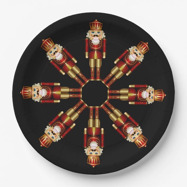Red and Gold Nutcracker Dinner Plate Pappteller (Vorderseite)