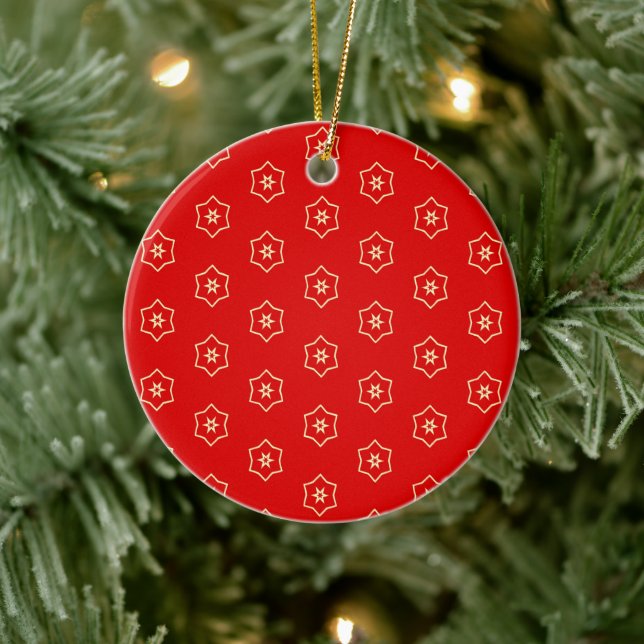 Red and Gold Ornamental Design Keramik Ornament (Baum)